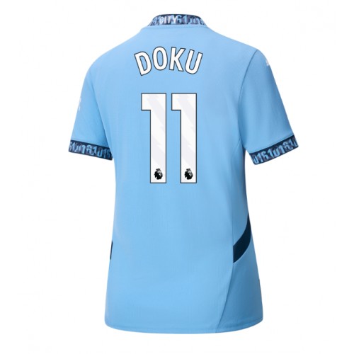 Fotballdrakt Dame Manchester City Jeremy Doku #11 Hjemmedrakt 2024-25 Kortermet